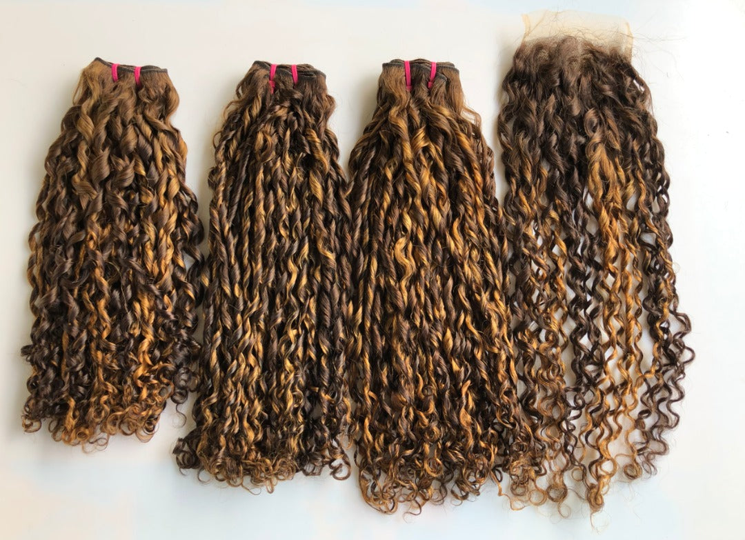 P color Curly Hair Bundles